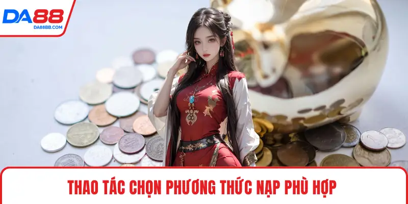 Thao tác chọn phương thức nạp phù hợp